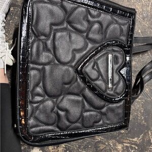 Black Heart Embossed Tote Bag